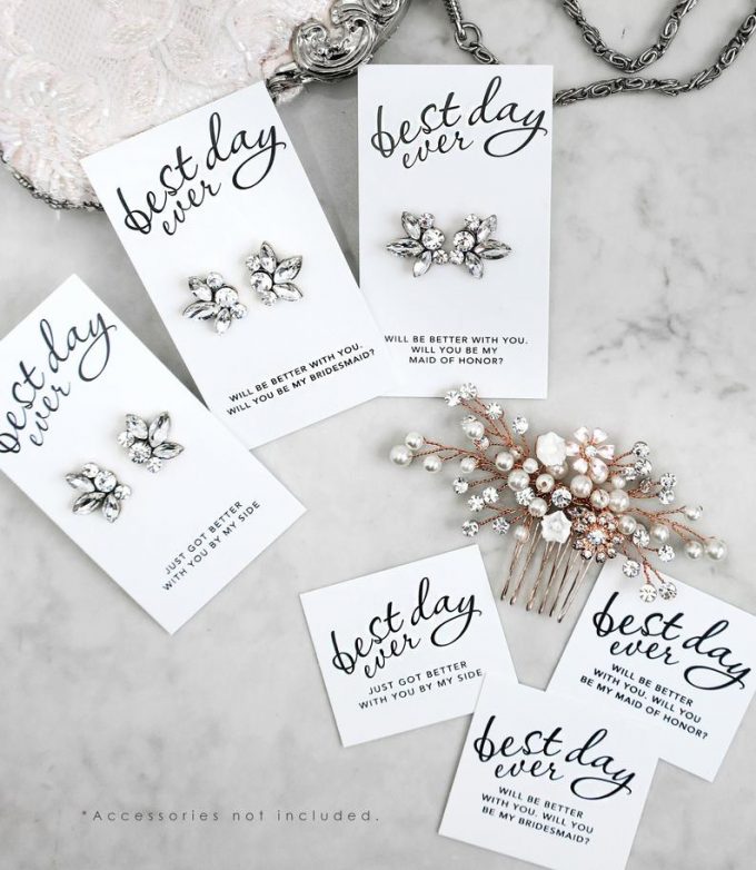 be my bridesmaid earrings and card