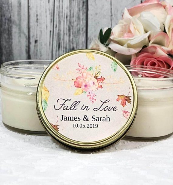 fall in love bridal shower candle favors