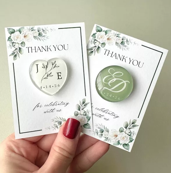 personalized floral magnet favors