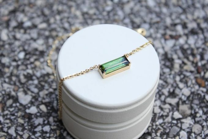 green tourmaline minimalist necklace