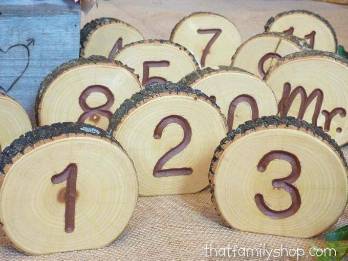wood slice table numbers
