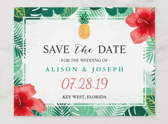pineapple save the date cards