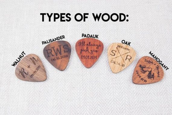 personalized wooden guitar pick