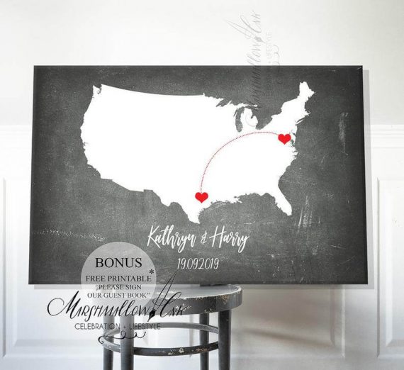 map guest book poster