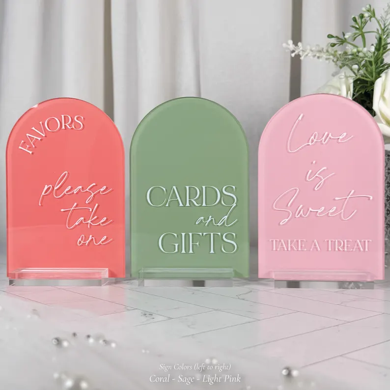 wedding favors sign at reception