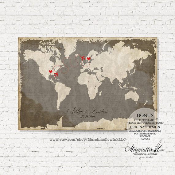 map guest book poster