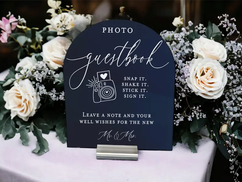wedding photo guest book sign at reception