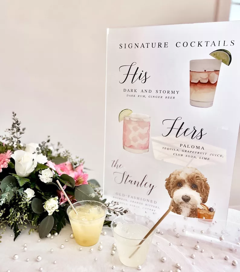 wedding signature cocktail sign at reception