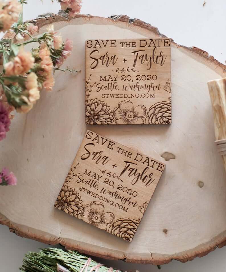 9 Creative Wood Save the Date Magnets | Emmaline Bride