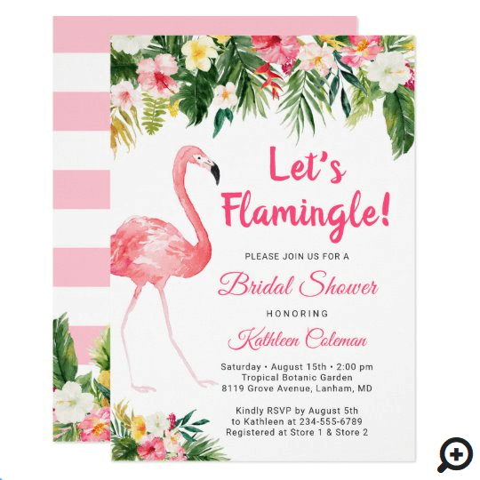 flamingo bridal shower invitations