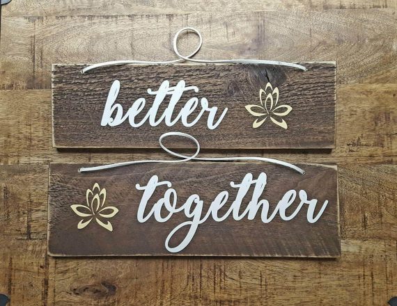 wooden bride and groom chair signs