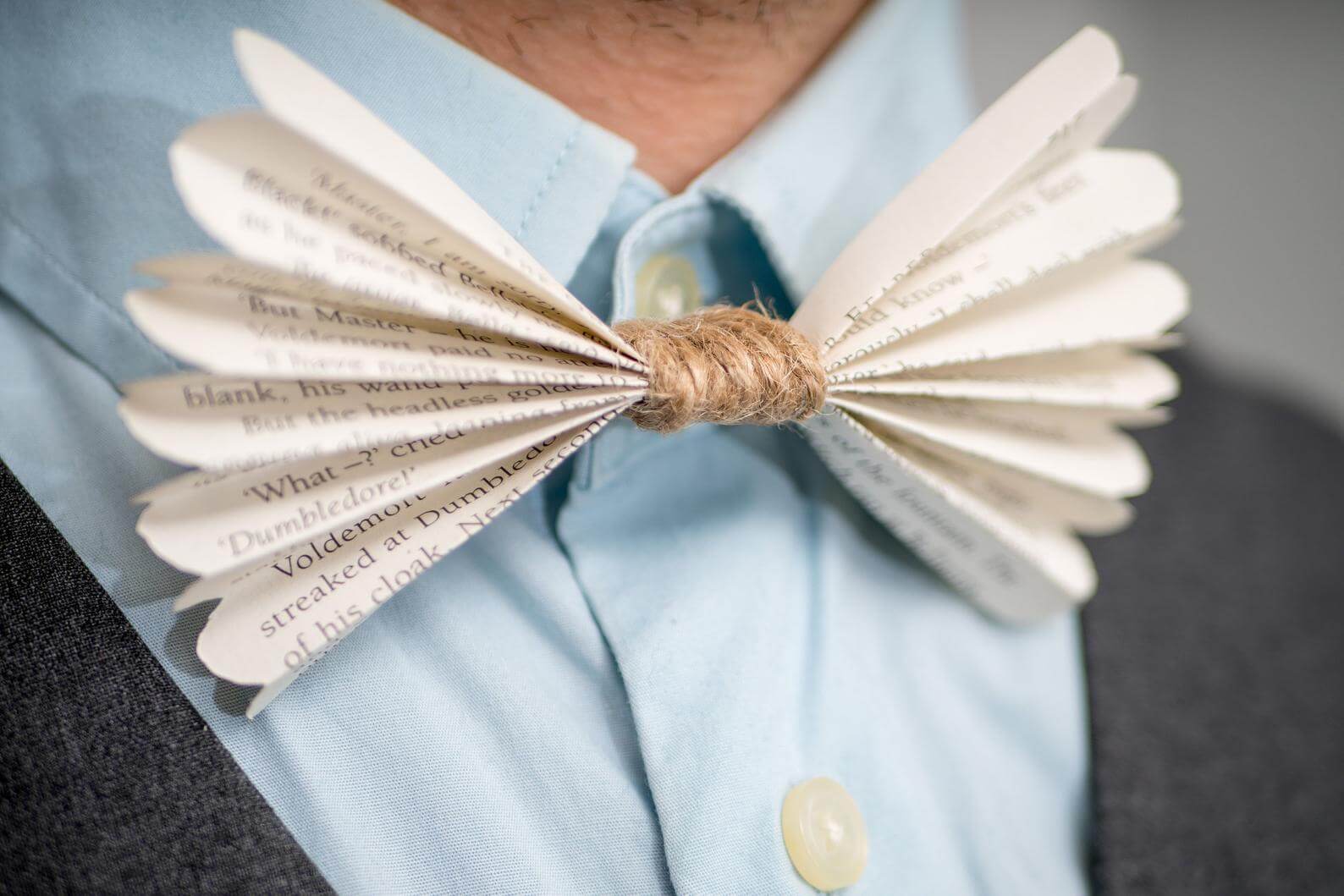 Book Page Bow Tie Made from Actual Book Pages of Your Favorite Title