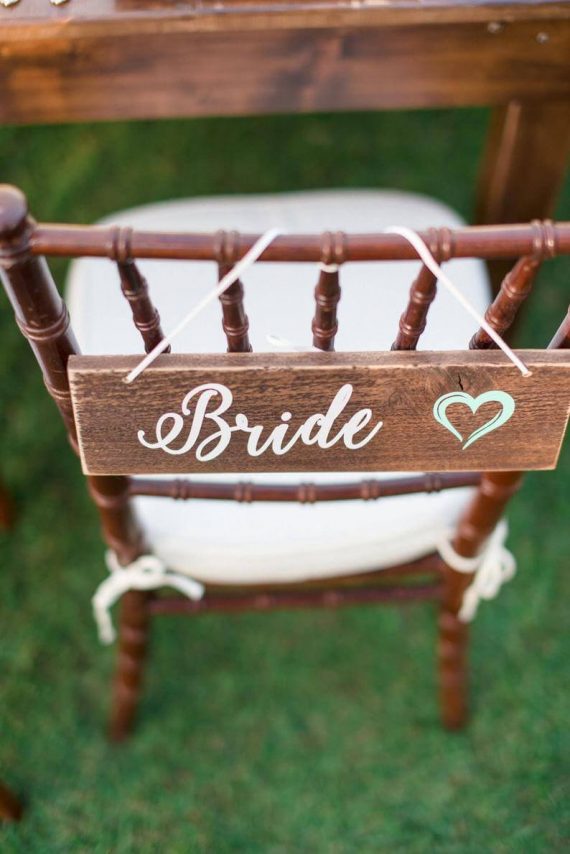 wooden bride and groom chair signs