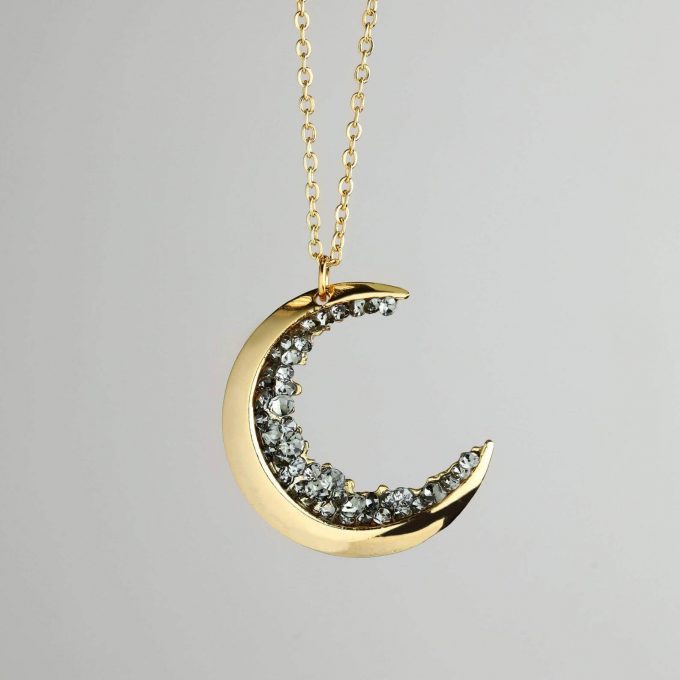 druzy moon necklace