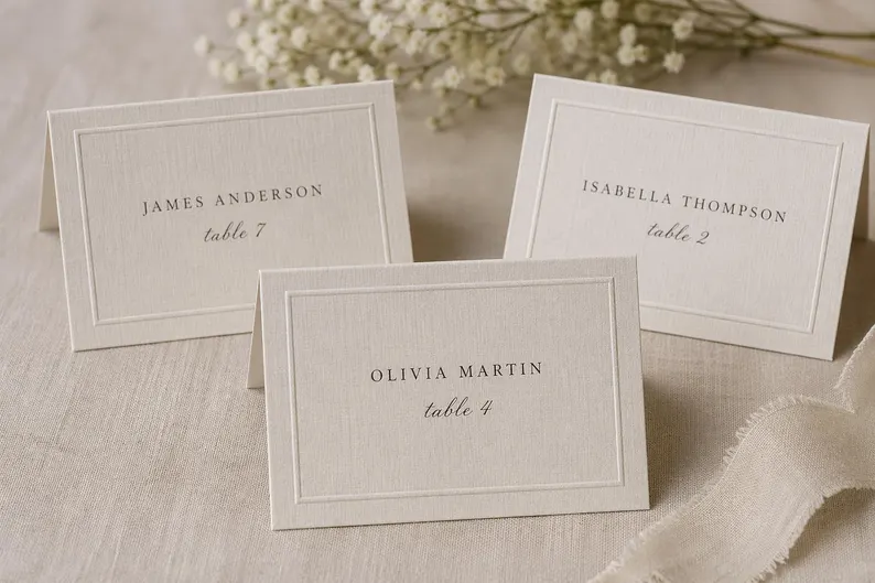 linen wedding seating escort cards