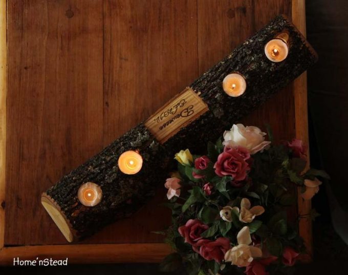 birch log candle holders for wedding centerpieces