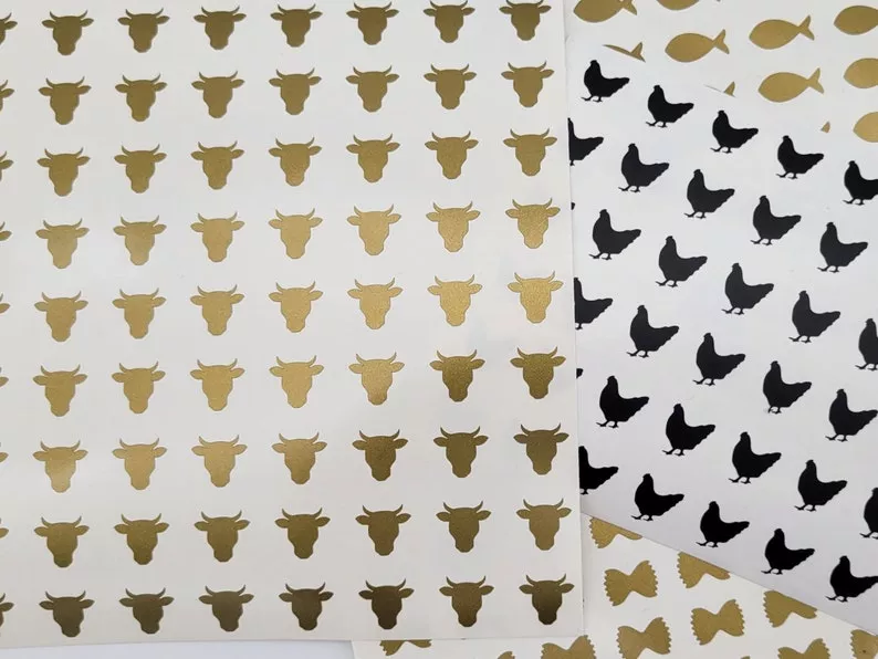 meal choice stickers for place cards at wedding