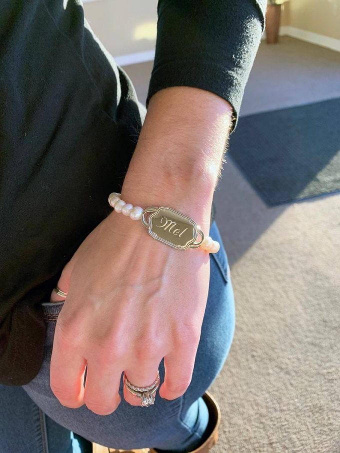 pearl bracelet monogrammed bridesmaid gifts