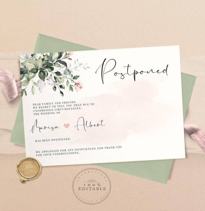 wedding postponement cards