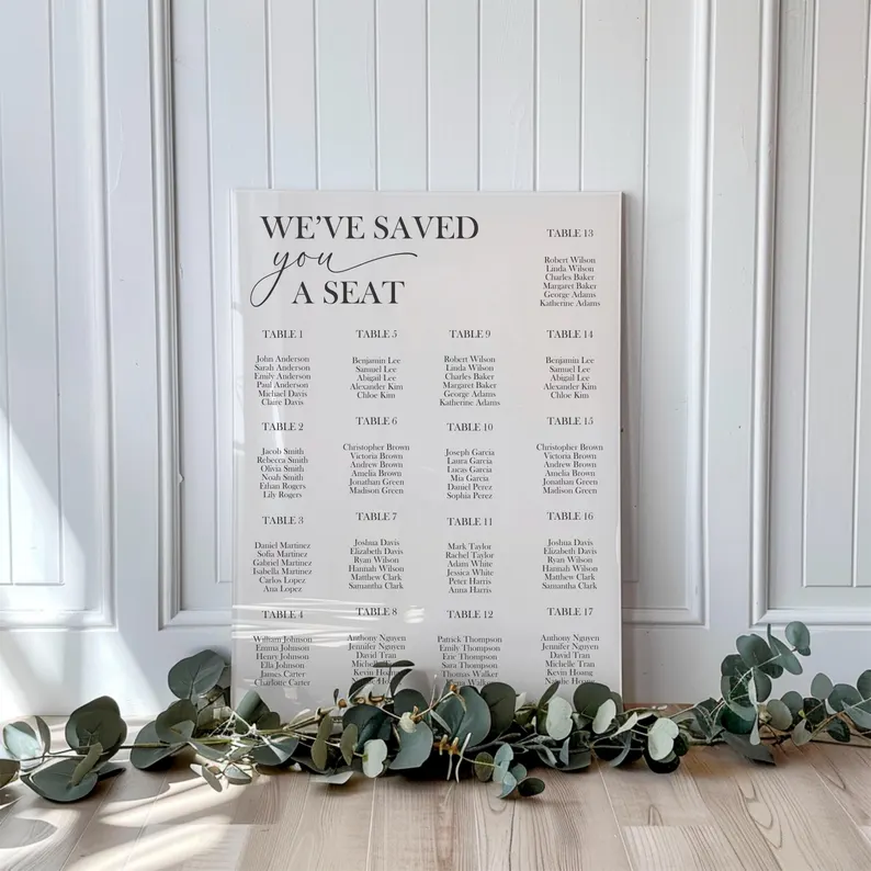 acrylic wedding seating chart modern display