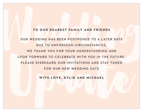 wedding postponement cards