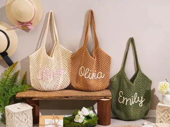 personalized beach bridesmaid bag to give with name - non-cheesy bridesmaid gifts