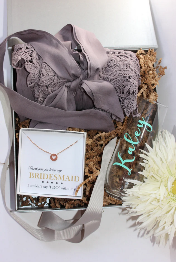 bridesmaid gift boxes with robe
