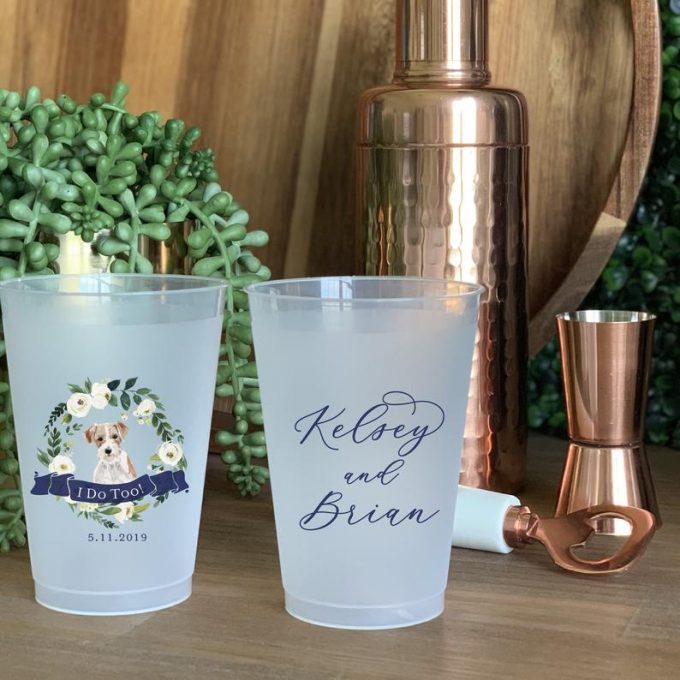 plastic wedding cup with dog