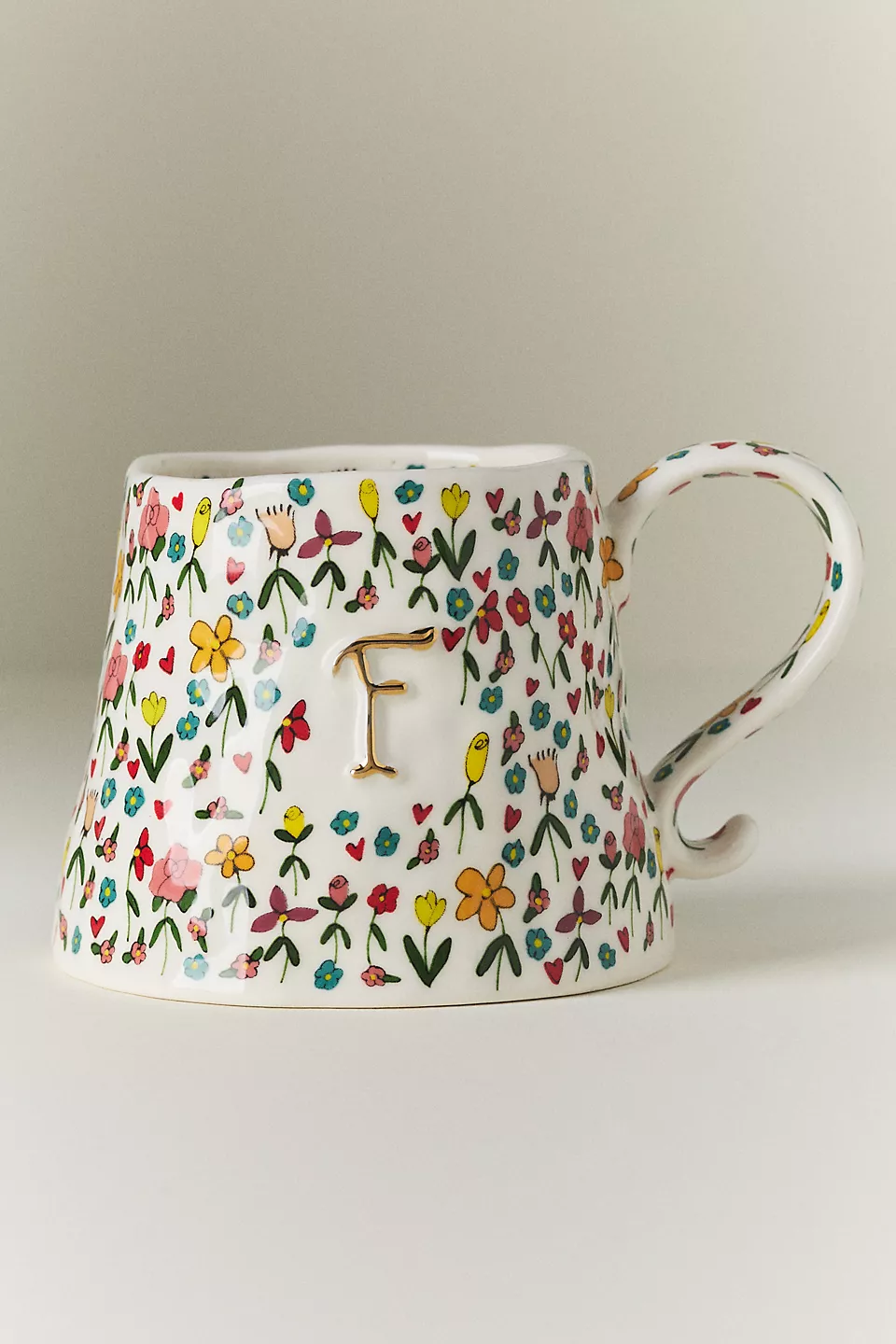 floral initial mug for maid of honor gift idea
