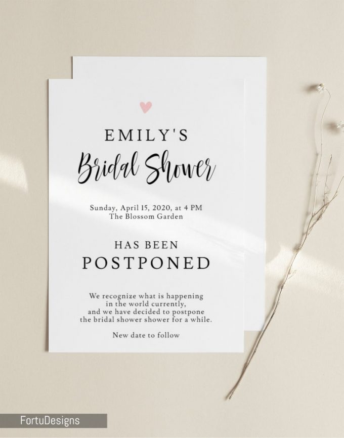 bridal shower cancellation wording