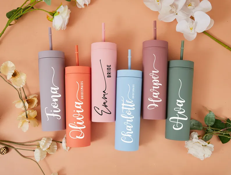 skinny style drink bridesmaid tumblers