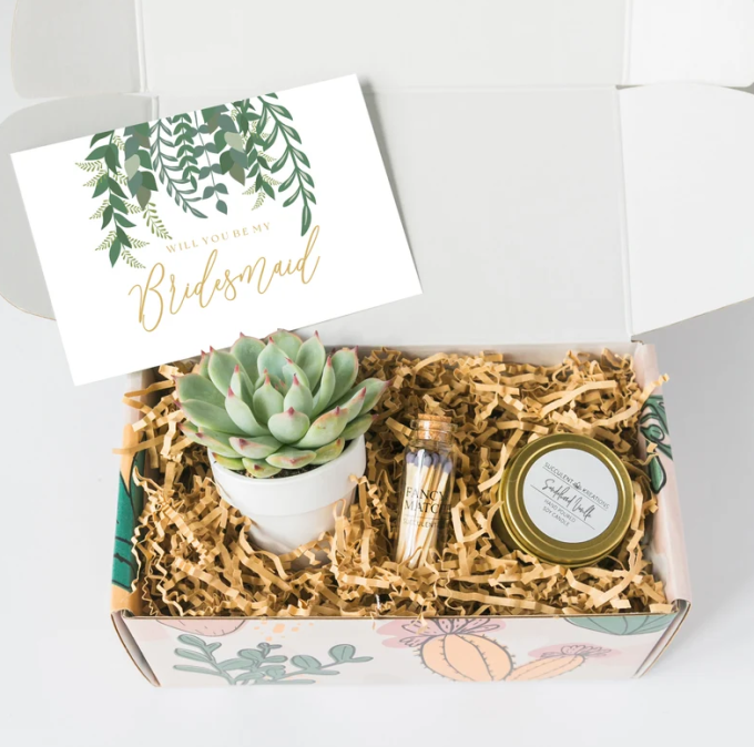 succulent bridesmaid gift box