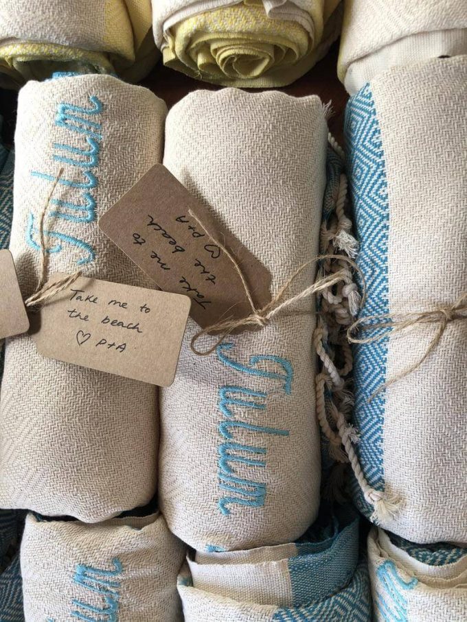personalized beach towel wedding favors