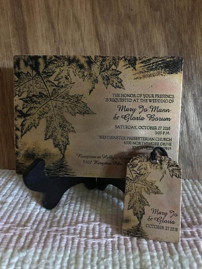 copper wedding invitation ornament