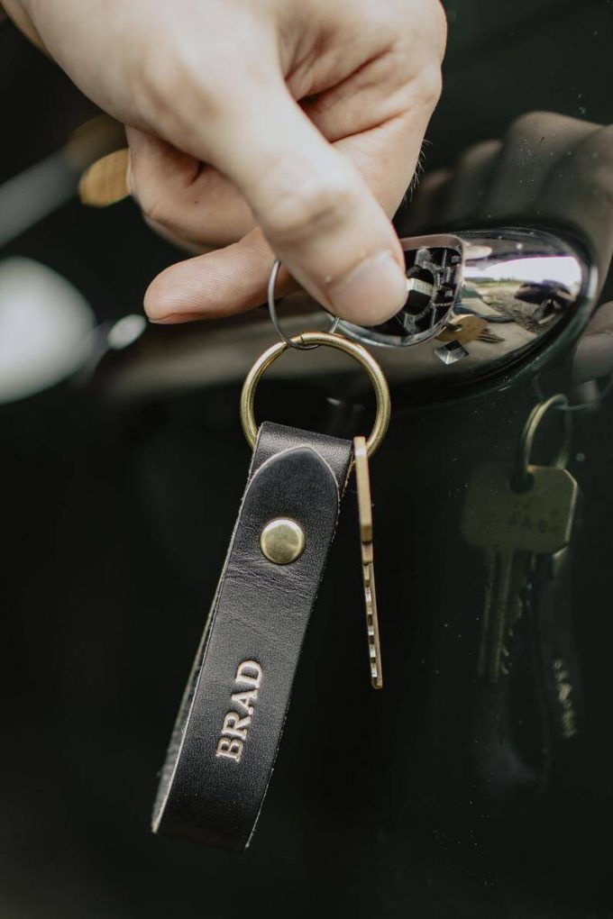 personalized leather keychain with name