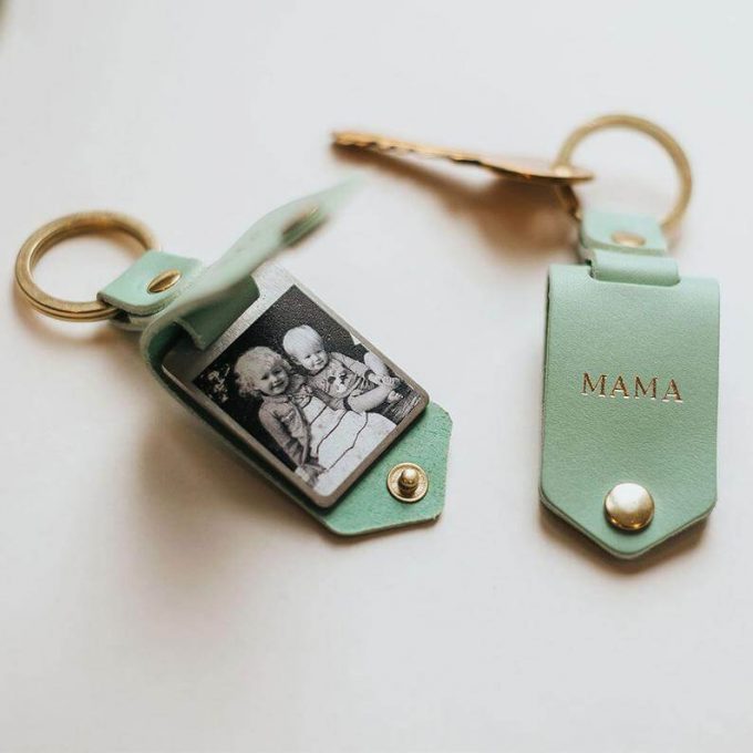 personalized leather keychain with photo