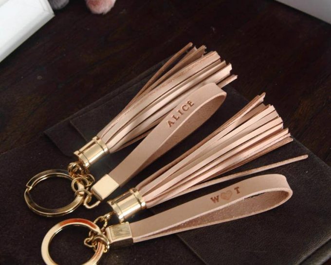 leather keychain with tassel