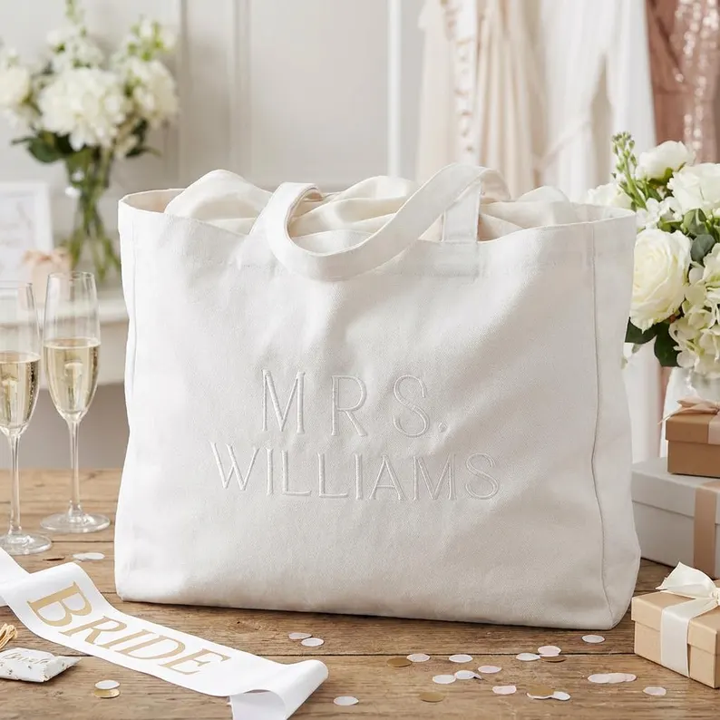 personalized mrs tote bag for the bride