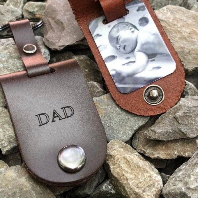 personalized leather keychain with photo