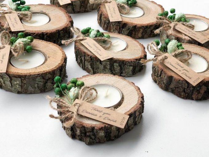 rustic candle favors for weddings