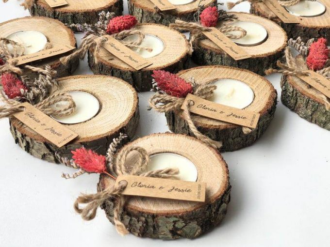 rustic candle favors for weddings