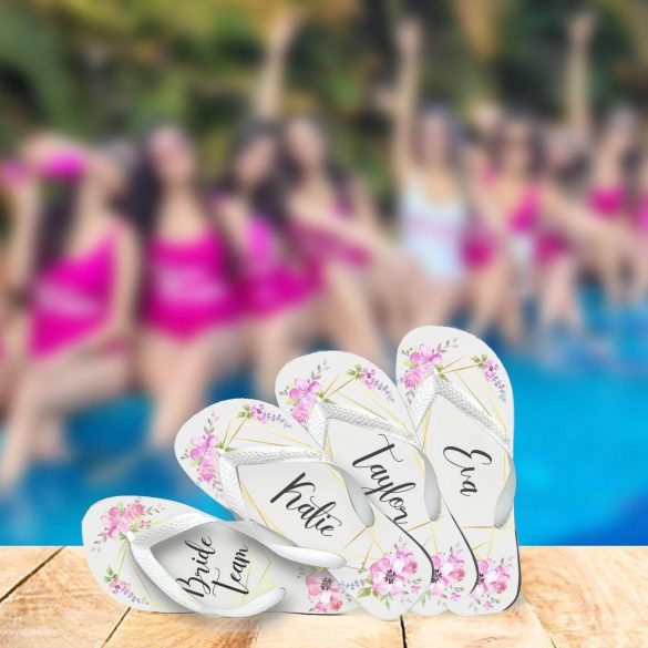 white bridesmaid flip flops
