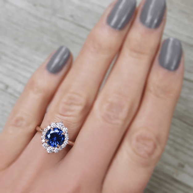sapphire halo engagement rings