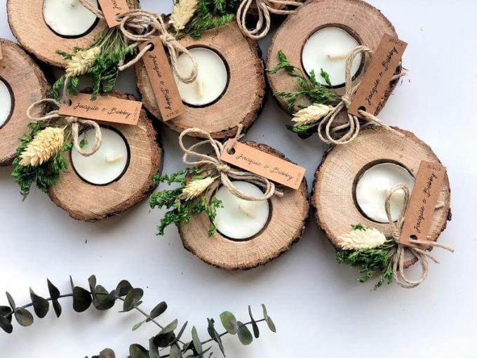 rustic candle favors for weddings