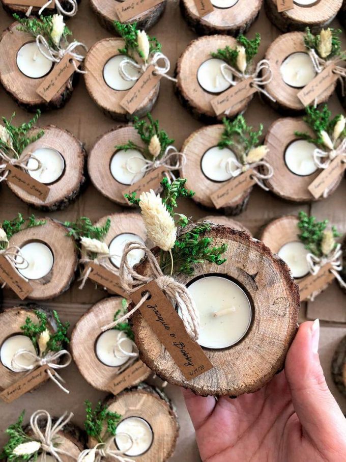 rustic candle favors for weddings