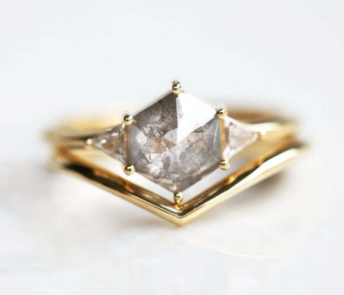 hexagon diamond engagement rings