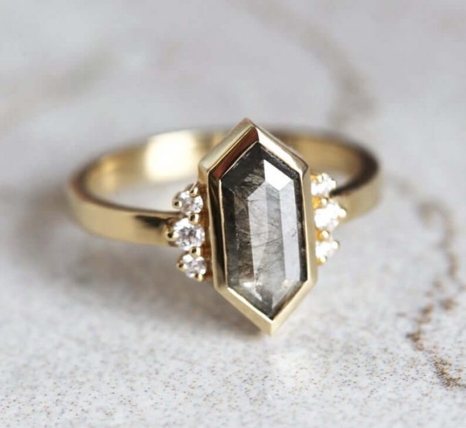 hexagon diamond engagement rings