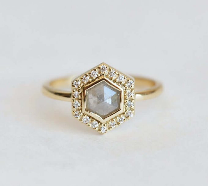 hexagon diamond rings