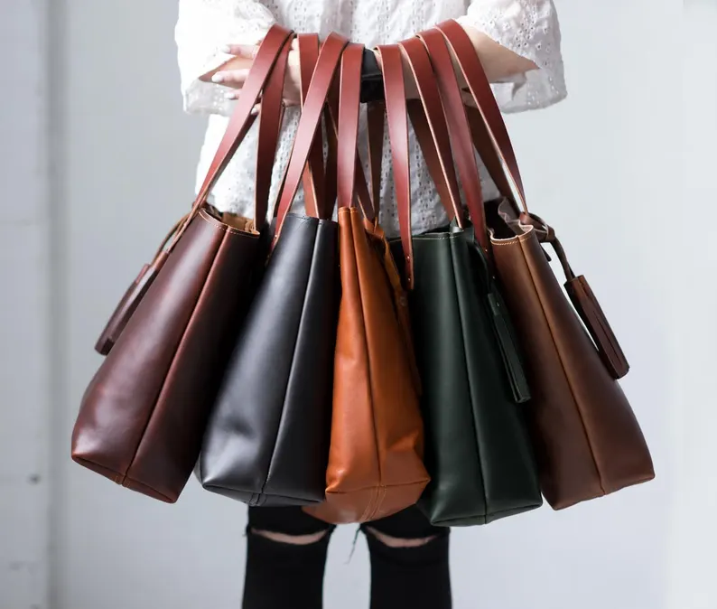 leather tote bag anniversary gift for her
