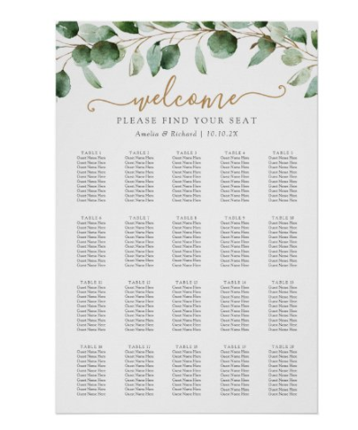 place cards and a seating chart
